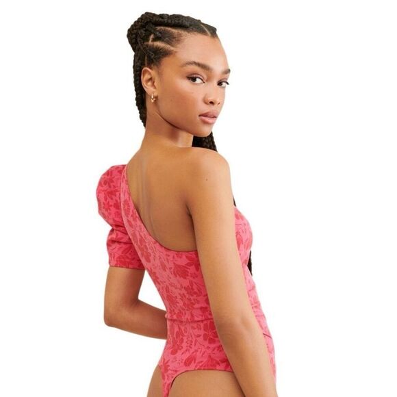 NWT FREE PEOPLE One Shoulder Floral Print Bodysuit size M - Picture 8 of 9